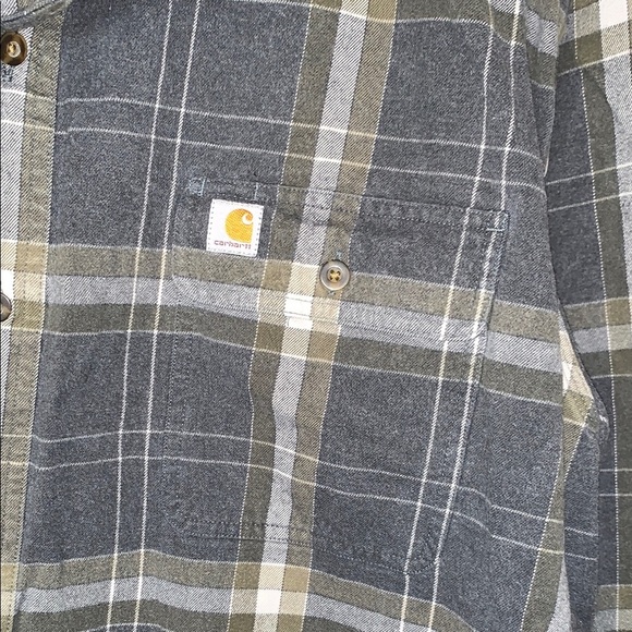 Gently Loved Carhartt Gray Plaid Button-Up Shirt - Picture 2 of 8